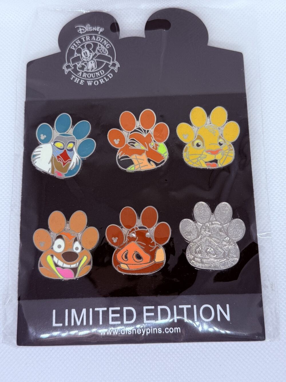Disney Pin Trading Paw Prints Lion King, Rafiki, Scar, Simba, Timon, and Pumba